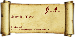 Jurik Alex névjegykártya